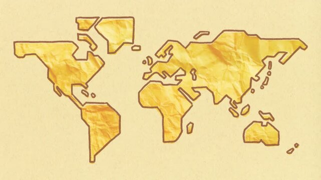 Hand drawn paper texture world map