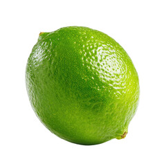 A vibrant green, whole citrus fruit, a lime, displaying its textured skin against a dark, plain background