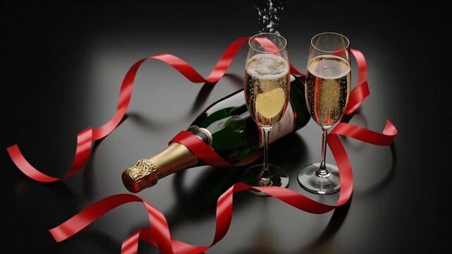 Luxury Romantic Champagne Toast Elegant Black Scene