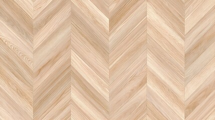Fototapeta na wymiar Detailed and repeating geometric pattern of natural light colored wood planks arranged in a herringbone design suitable for interior flooring backgrounds and textures