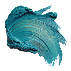 Curved, thick teal paint stroke revealing texture, light reflections, and golden streaks