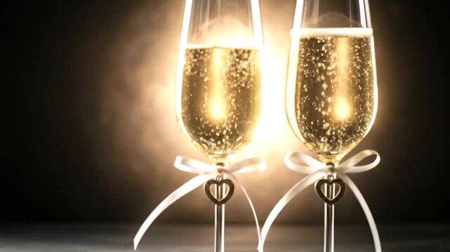 Elegant Love Champagne Toast Luxury Black Scene