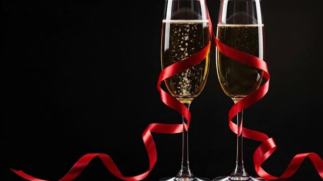 Elegant Love Champagne Toast Luxury Black Scene