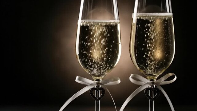 Elegant Love Champagne Toast Luxury Black Scene
