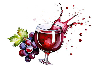 Obraz premium A still life image of a glass of wine surrounded by grapes, perfect for use in food or beverage related context