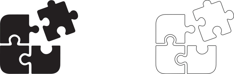 Four-piece puzzle where one piece doesn't fit. Vector template.