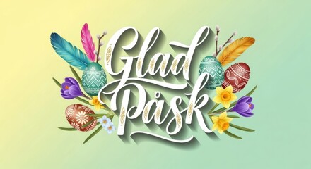 Obraz premium Glad Påsk Swedish Easter Card with Elegant Hand Lettered Typography