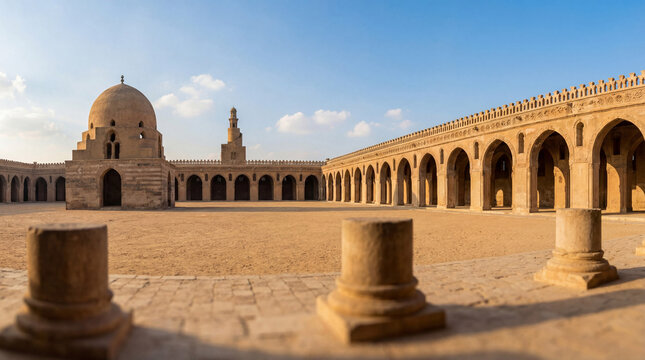 Ibn Tulun Mosque Courtyard Architecture Photography Ancient Islamic Heritage Landmark Cairo Egypt Travel Destination