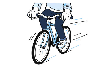 Obraz premium Illustration of a person riding a blue bicycle