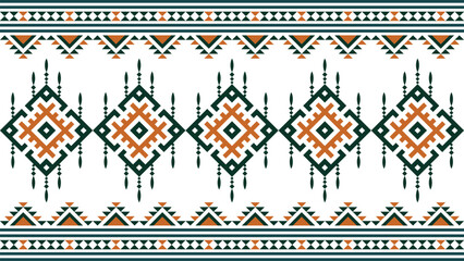 Traditional tribal seamless border pattern featuring ethnic geometric shapes and ornamental details in earth tone colors. Perfect for premium background design, digital paper, fabric design, wrapping 