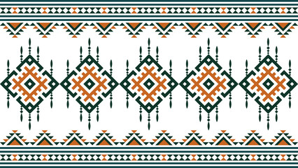 Traditional tribal seamless border pattern featuring ethnic geometric shapes and ornamental details in earth tone colors. Perfect for premium background design, digital paper, fabric design, wrapping 