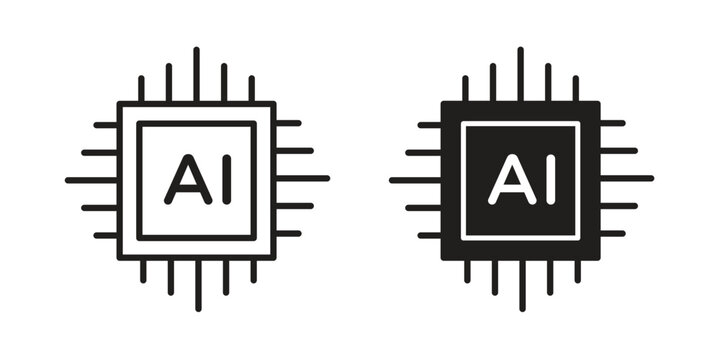 AI icon for mobile concept and web apps, editable stroke