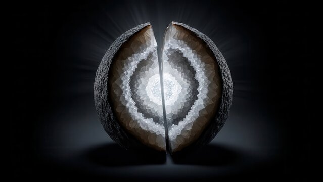 Split Geode with Radiant Crystal Interior Illuminated from Within