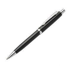 A black pen with silver accents on a white background. isolated on transparent background