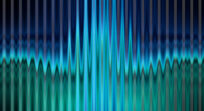 A vibrant abstract image featuring a gradient of blue and green hues with vertical lines
