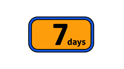 7 Days Countdown Timer Icon, Number Seven and Text Days, Isolated on White Background, Graphic Element for Time Management and Planning