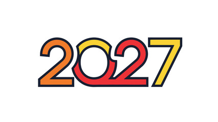 2027 Typography Illustration, Modern Colorful 3D Text Design, Future Year Celebration Graphic Element, Bold Numerals for Events and Planning
