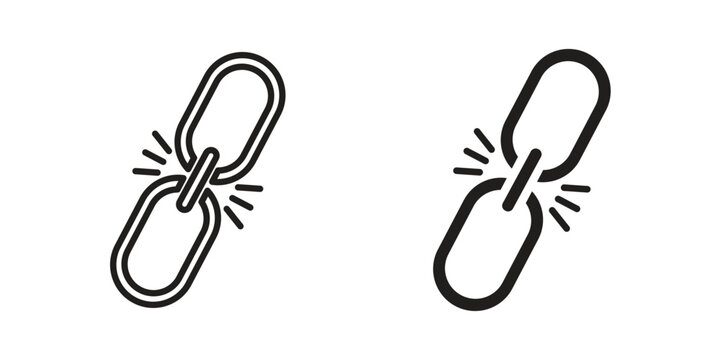 Broken link icon for mobile concept and web apps, editable stroke