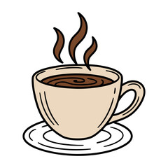 Obraz premium Steaming hot coffee in elegant beige cup on saucer