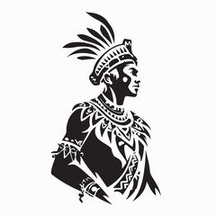 Fototapeta premium Native American Indians In National Dress. Image Vector on White Background