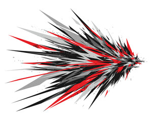 Abstract burst of red black and gray sharp geometric shards moving right © firman