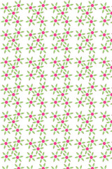 Seamless Cute Floral Pattern with Pink Flowers and Green Leaves on White Background for Textile and Wallpaper Design