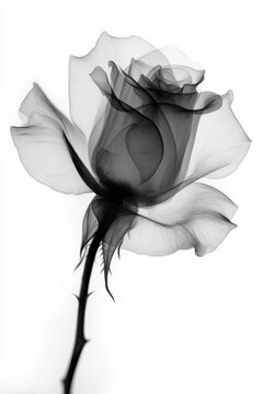 Delicate X-Ray Rose in Monochrome