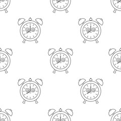 outline alarm clock seamless pattern