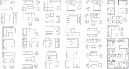 Obraz premium A collection of various technical blueprint drawings isolated on transparent background