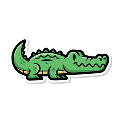 Obraz premium Cartoon alligator illustration facing right with scaly texture and vibrant green color, pekor669 eps style