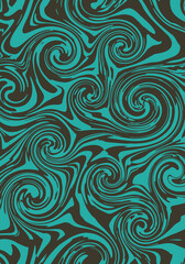 Dark Brown and Vibrant Teal Abstract Marbled Swirl Pattern