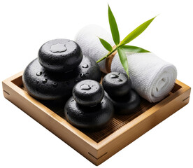 Hot stones and bamboo for spa treatment