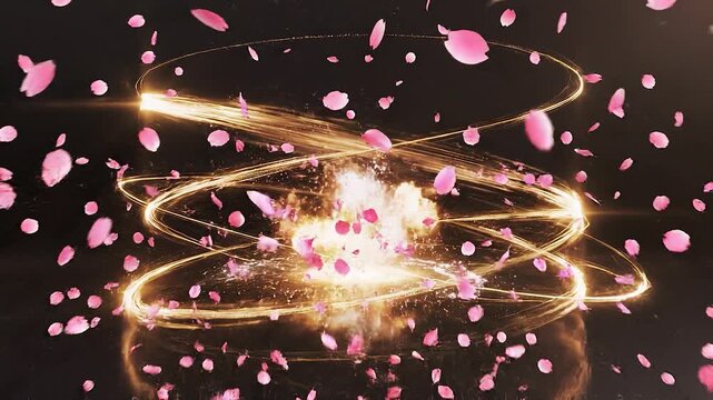 Golden Sakura Explosion Transition / 【4K】桜と金の光の爆発的拡散・飛躍・成功・2026年コンセプト・トランジション・動画素材02