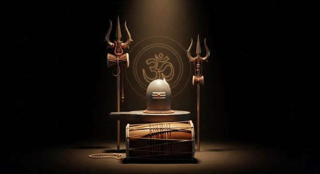 Ultimate Shiva Sacred Symbols on Black Background &ndash; AI Generated Luxury Spiritual Art