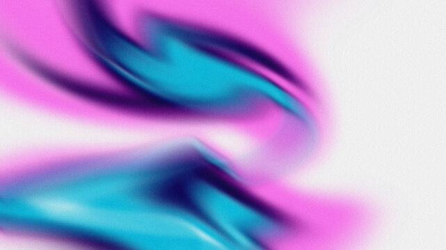 Abstract grainy gradient blurred background with vibrant fluid pink and blue wavy shapes
