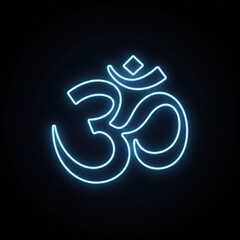 Obraz premium Neon Om Symbol on Dark Background – Modern Spiritual AI Generated Illustration