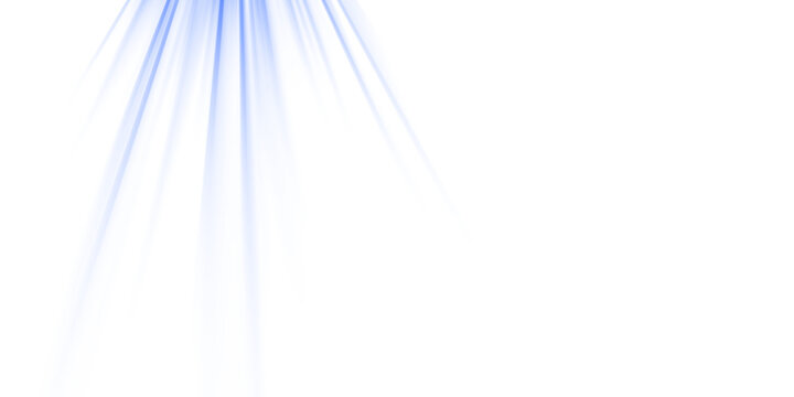 Bright blue beams emanating from the top left isolated on transparent background
