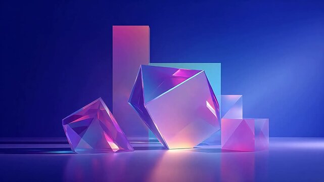 Colorful geometric shapes on reflective surface