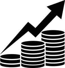 Increasing financial growth and investment concept with stacked coins and rising arrow