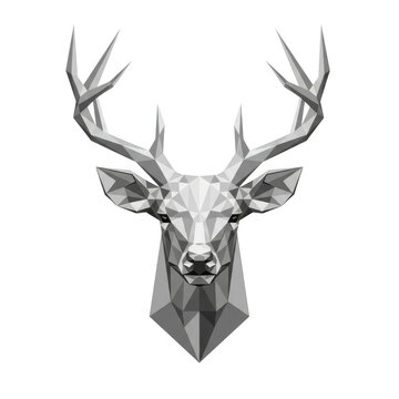 Geometric deer head with antlers isolated on transparent background