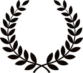 Laurel wreath silhouette on white background symbolizing achievement and honor