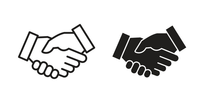 Shake hands icon for mobile concept and web apps, editable stroke