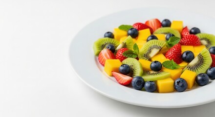 Fresh Fruit Salad on a White Plate