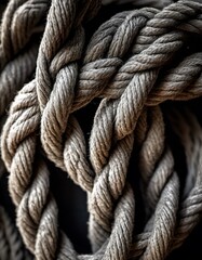 Weathered Grey Frayed Knotted Rope Texture