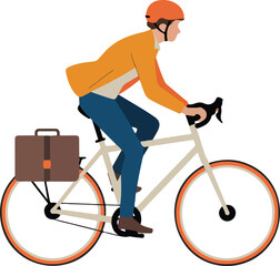 Naklejka premium Business Bike Commuter Outline Icons Professional Man Cycling with Briefcase