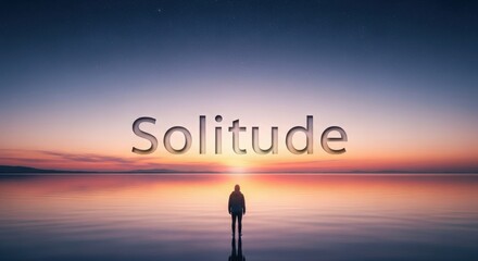 Person standing alone at sunset over water