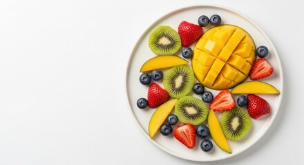 Vibrant Fruit Platter with Mango, Kiwi, and Berries