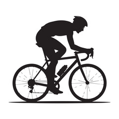 Obraz premium Cyclist riding a road bike in a helmet silhouette, active sports recreation