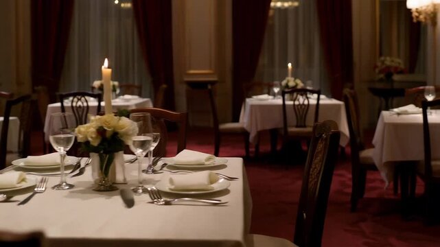 Fine Dining Restaurant with Candlelit Tables