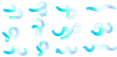 Abstract blue Hand-Drawn brush Strokes with Fluid Wave and Swirl Shapes